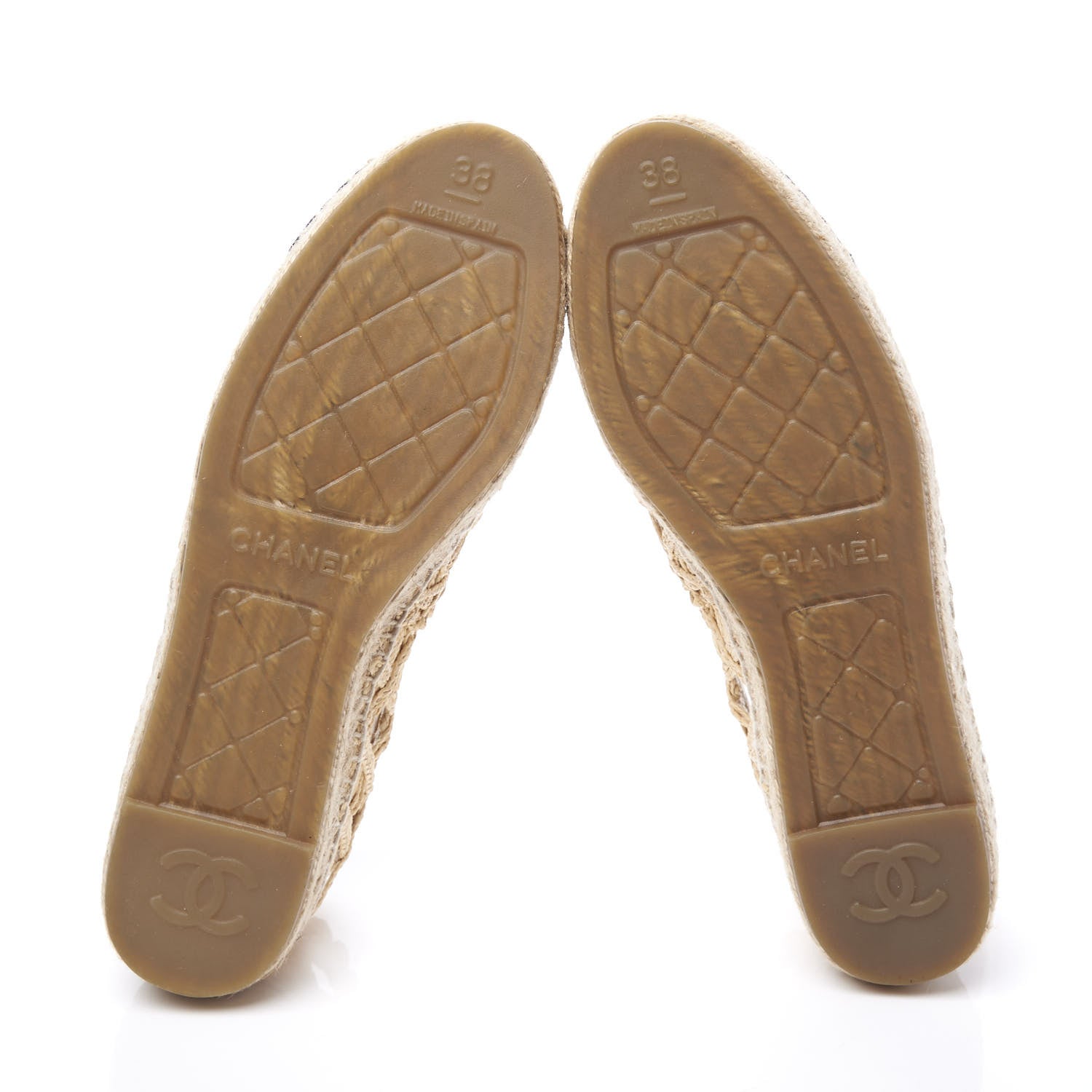 Chanel Woven Fabric Grosgrain CC Espadrilles 38 Beige Black 6 of 11