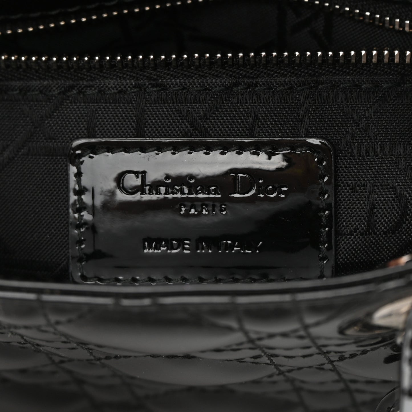 Patent Cannage Mini Lady Dior Black
