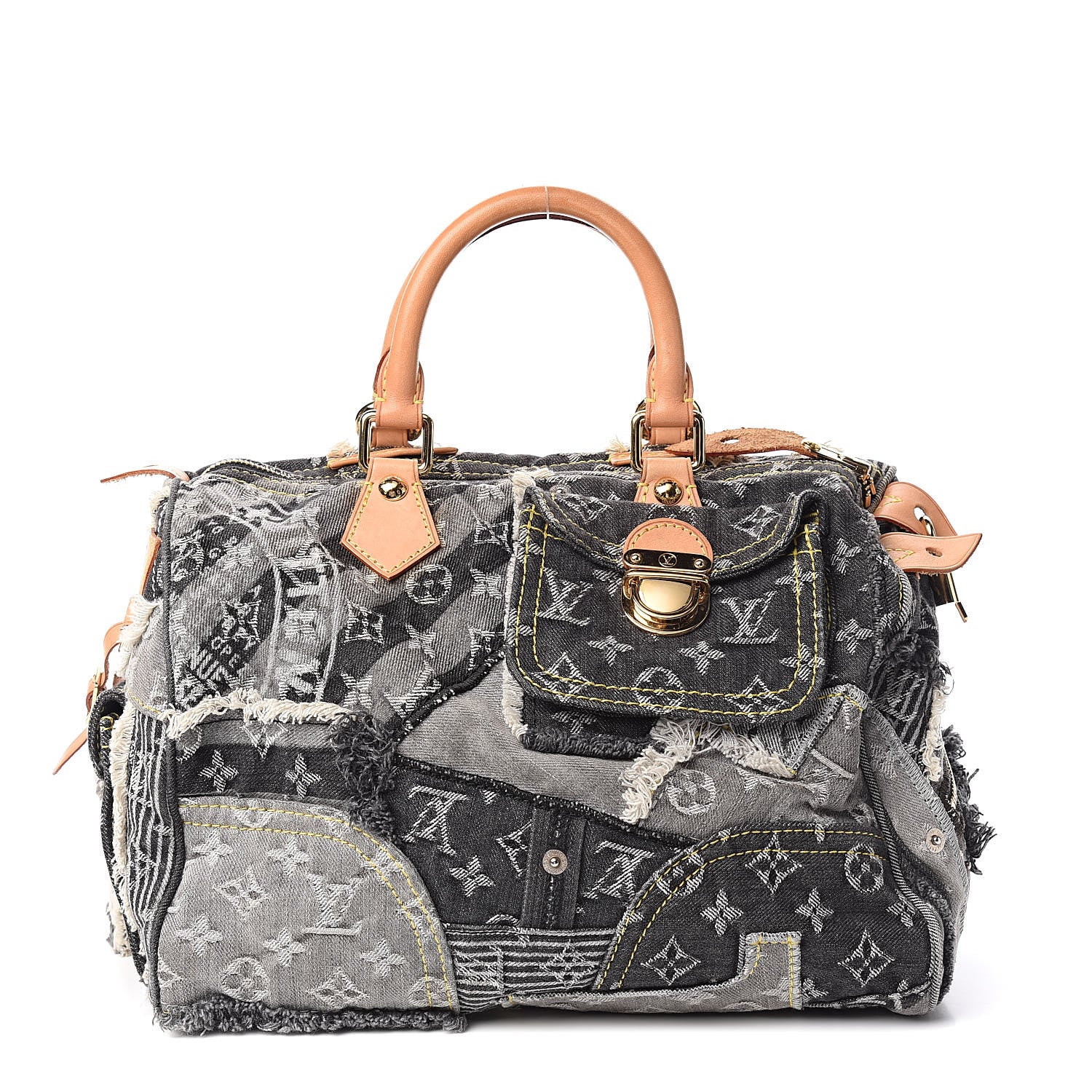 Louis Vuitton Denim Patchwork Speedy 30 Grey 1 of 10