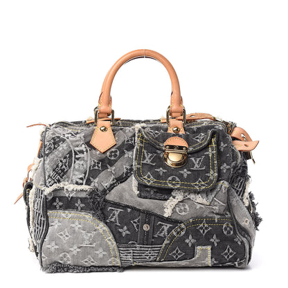Louis Vuitton Denim Patchwork Speedy 30 Grey 1 of 10