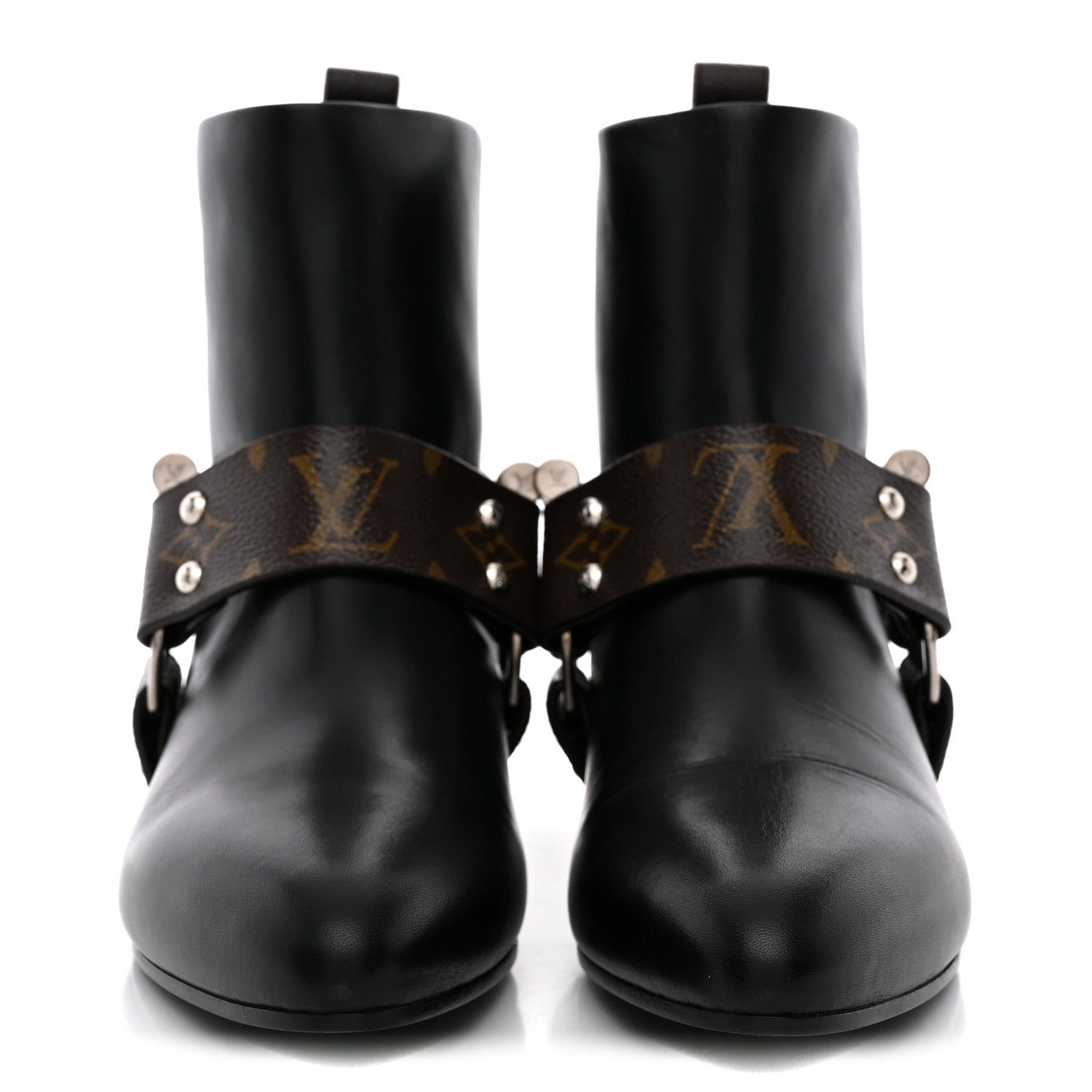 Louis Vuitton Calfskin Monogram Rhapsody Ankle Boots 38 Black 3 of 11