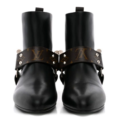 Louis Vuitton Calfskin Monogram Rhapsody Ankle Boots 38 Black 3 of 11