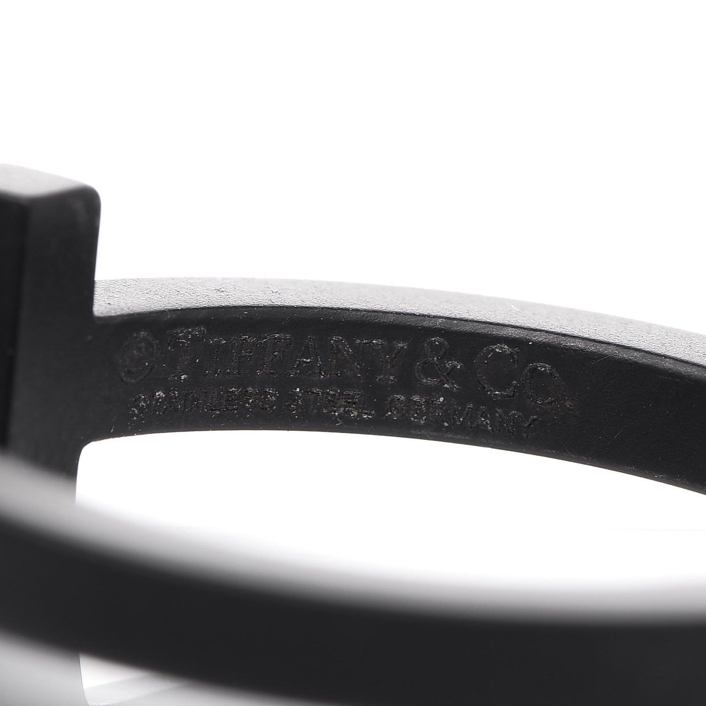 Black-Coated Stainless Steel T Square Ring 54 7 Black