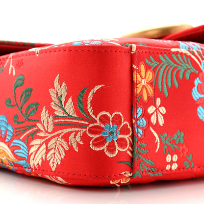 Gucci Jacquard Matelasse Floral Medium GG Marmont Shoulder Bag Red 9 of 12