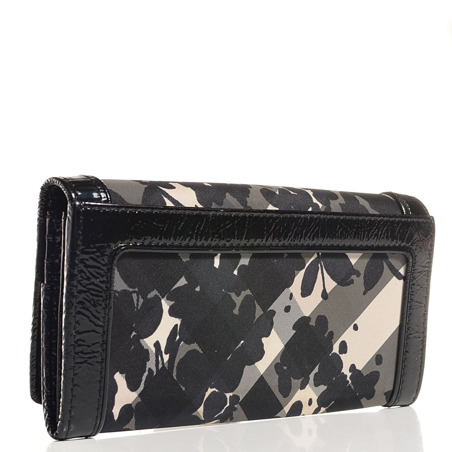 Burberry Nylon Beat Check Floral Continental Wallet Black 3 of 7