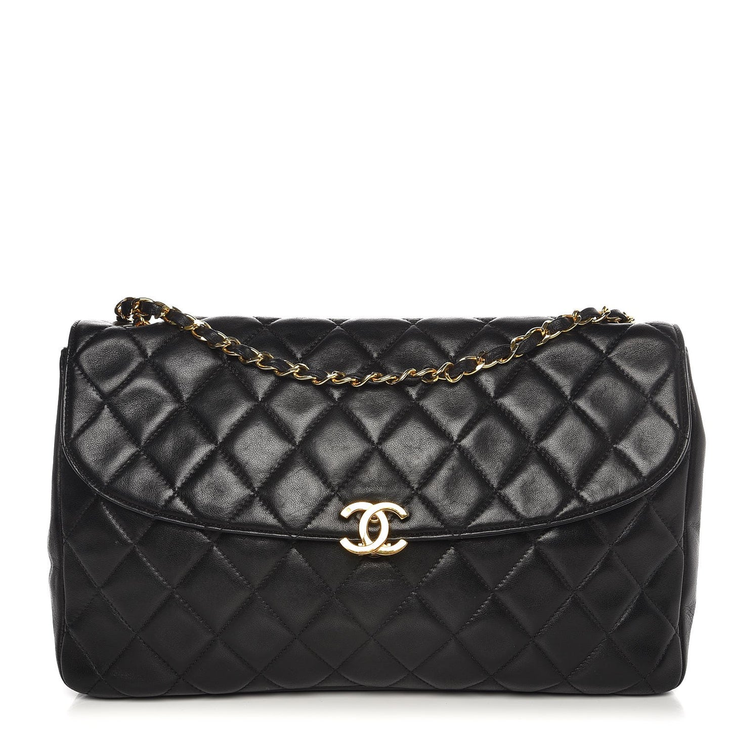 Lambskin Quilted Jumbo Single Flap Black