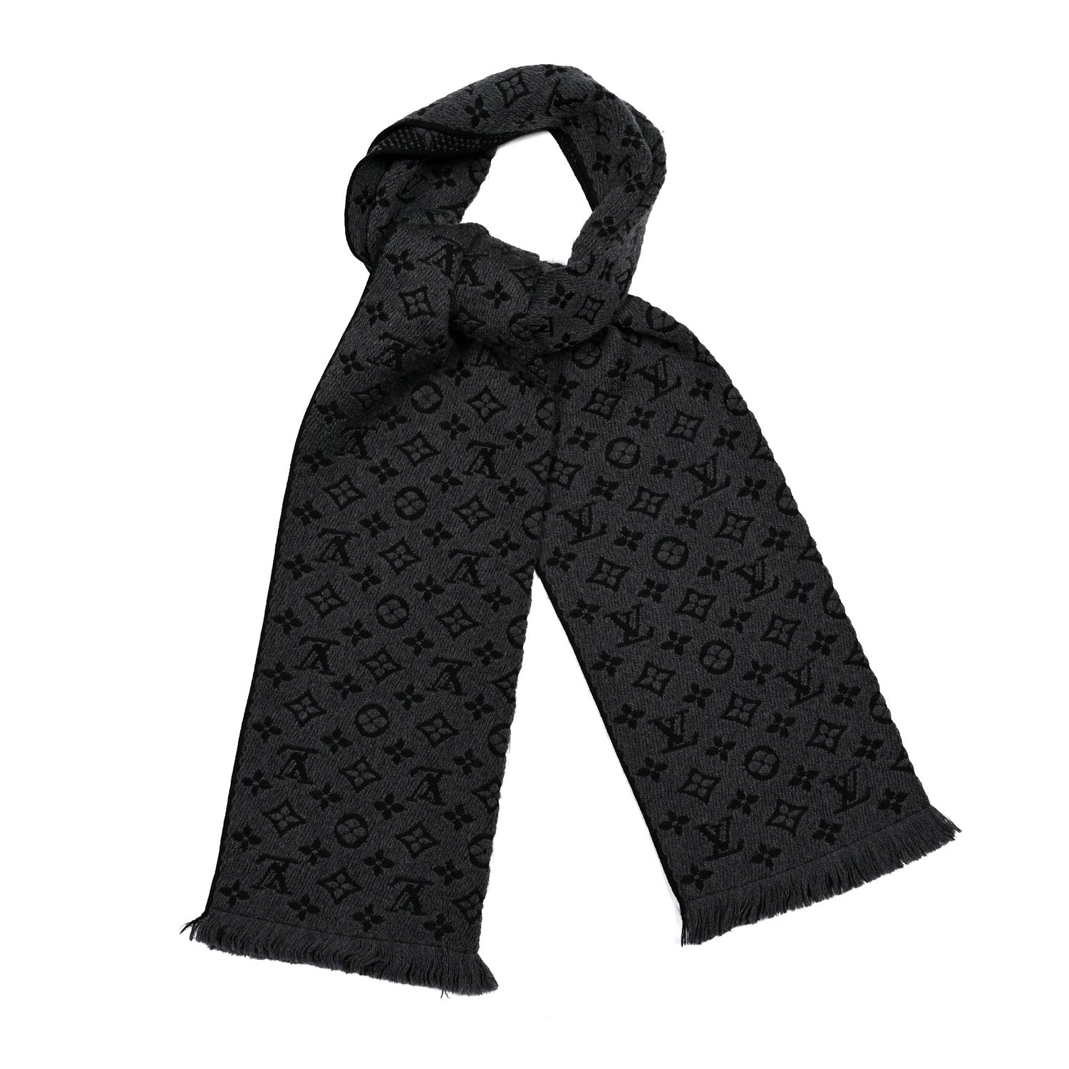 Louis Vuitton Wool Monogram Classic Scarf Charcoal Grey 1 of 3
