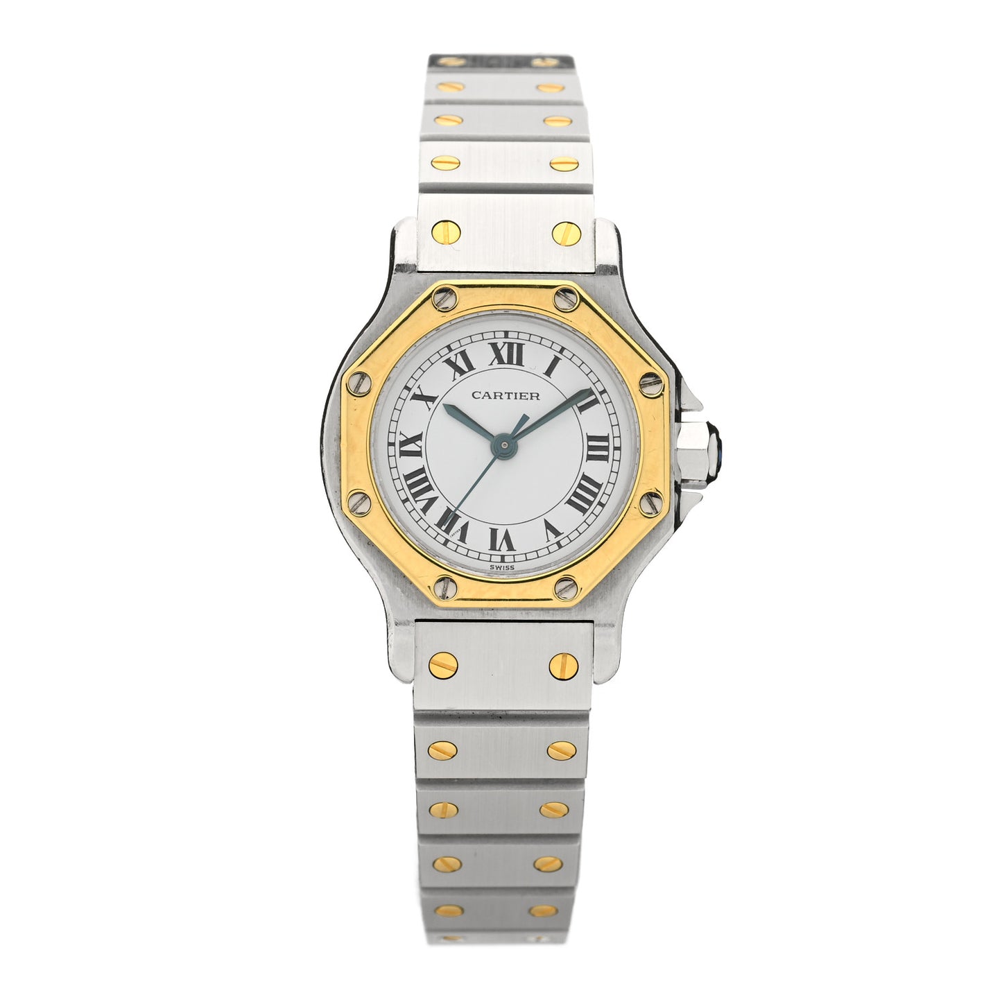Stainless Steel 18K Yellow Gold 25mm Santos Octagon Automatic Watch