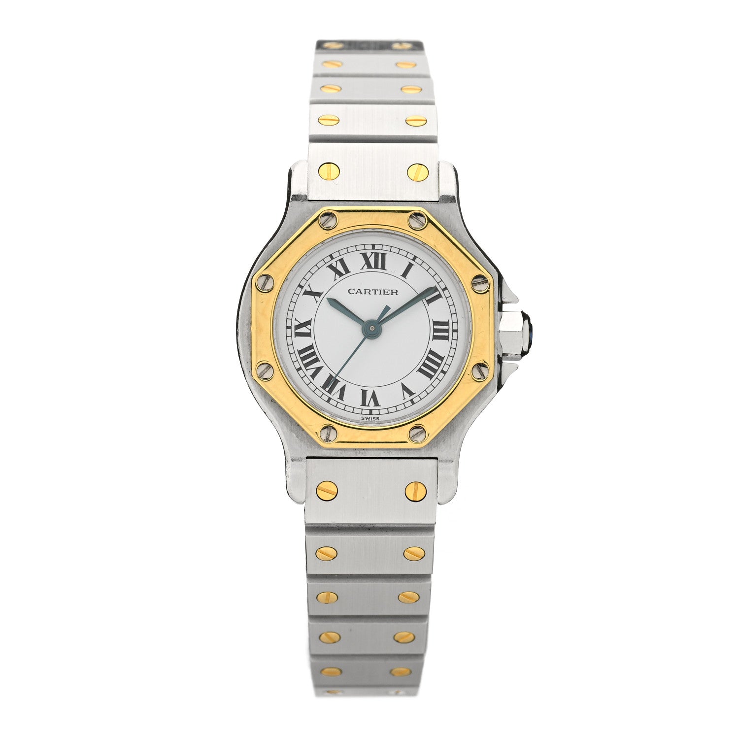 Cartier Stainless Steel 18K Yellow Gold 25mm Santos Octagon Automatic Watch 1 of 4