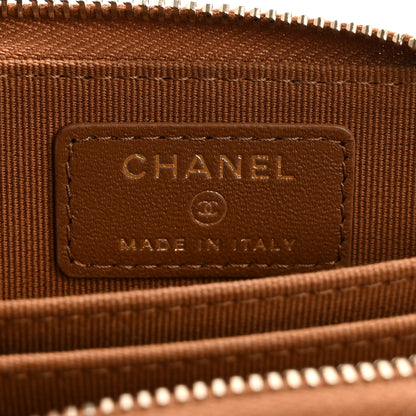 Chanel Lambskin Quilted Zip Around Coin Purse Wallet Brown 6 of 10