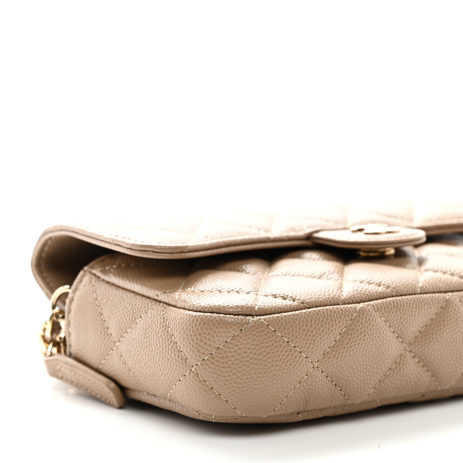 Chanel Caviar Quilted Flap Phone Holder With Chain Beige 11 of 13