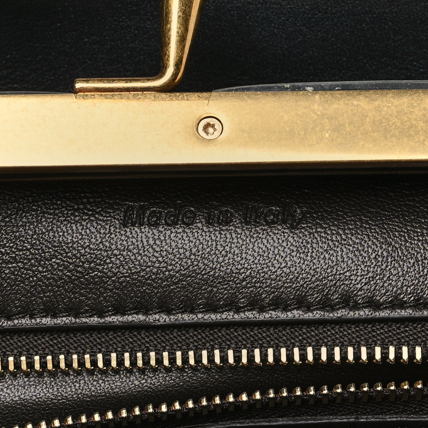 Calfskin Pleated French Lock Clutch Black
