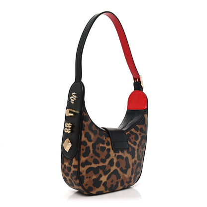 Christian Louboutin Calfskin Leopard Print Mini Carasky Shoulder Bag Black 3 of 9
