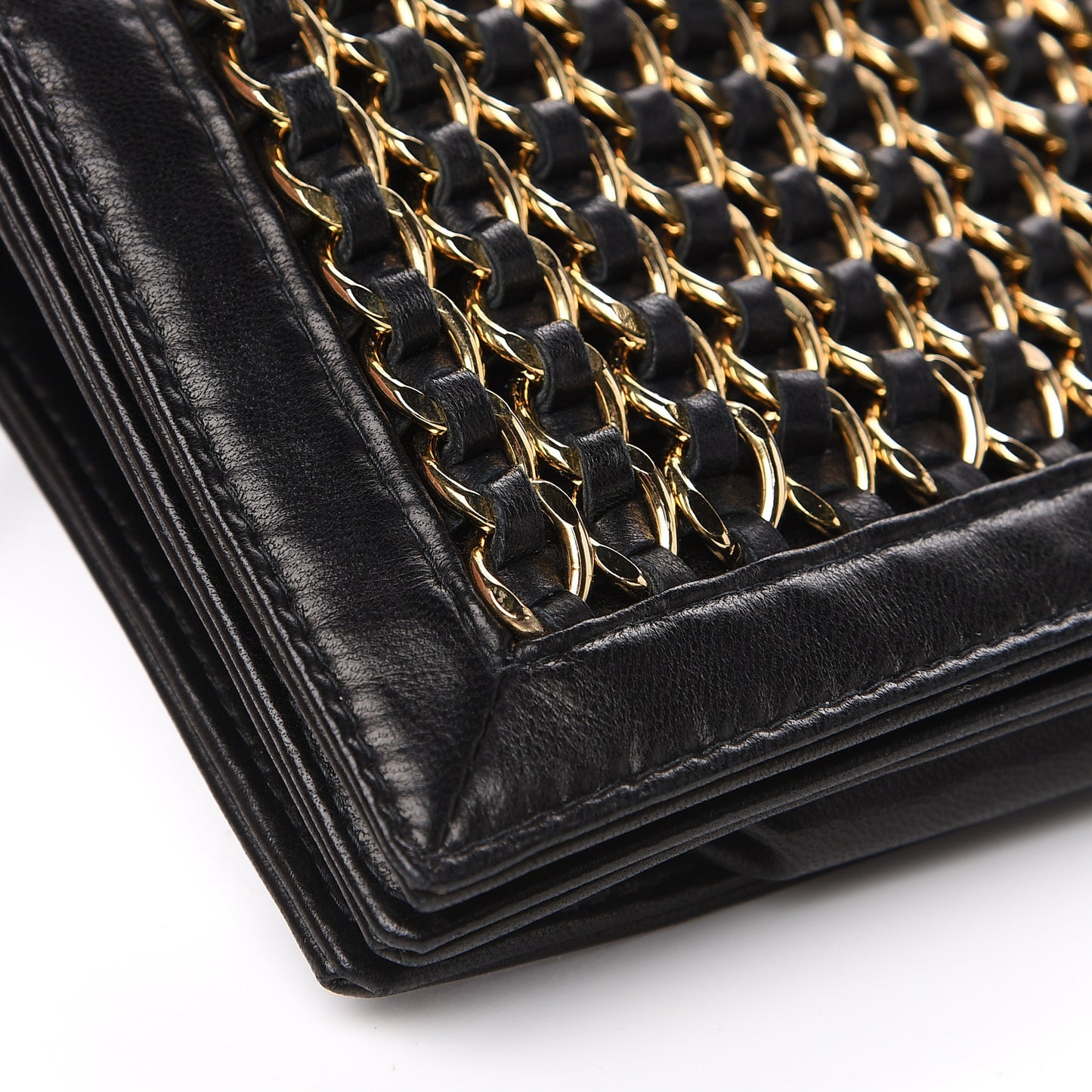 Lambskin Chain Clutch Black