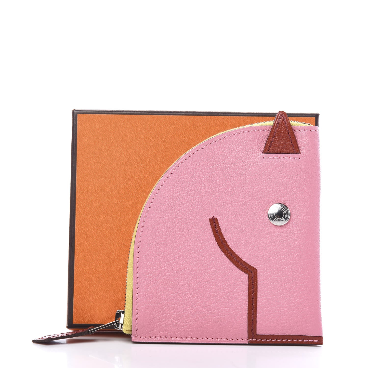 Hermes Chevre Mysore Paddock Change Purse Rose Confetti Brique 6 of 6