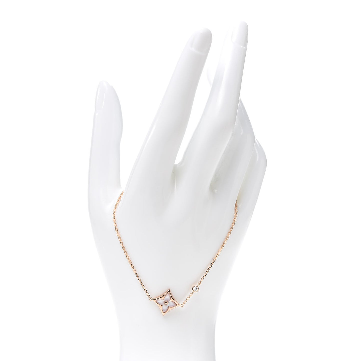 18K Pink Gold Diamond Mother of Pearl Color Blossom BB Star Bracelet