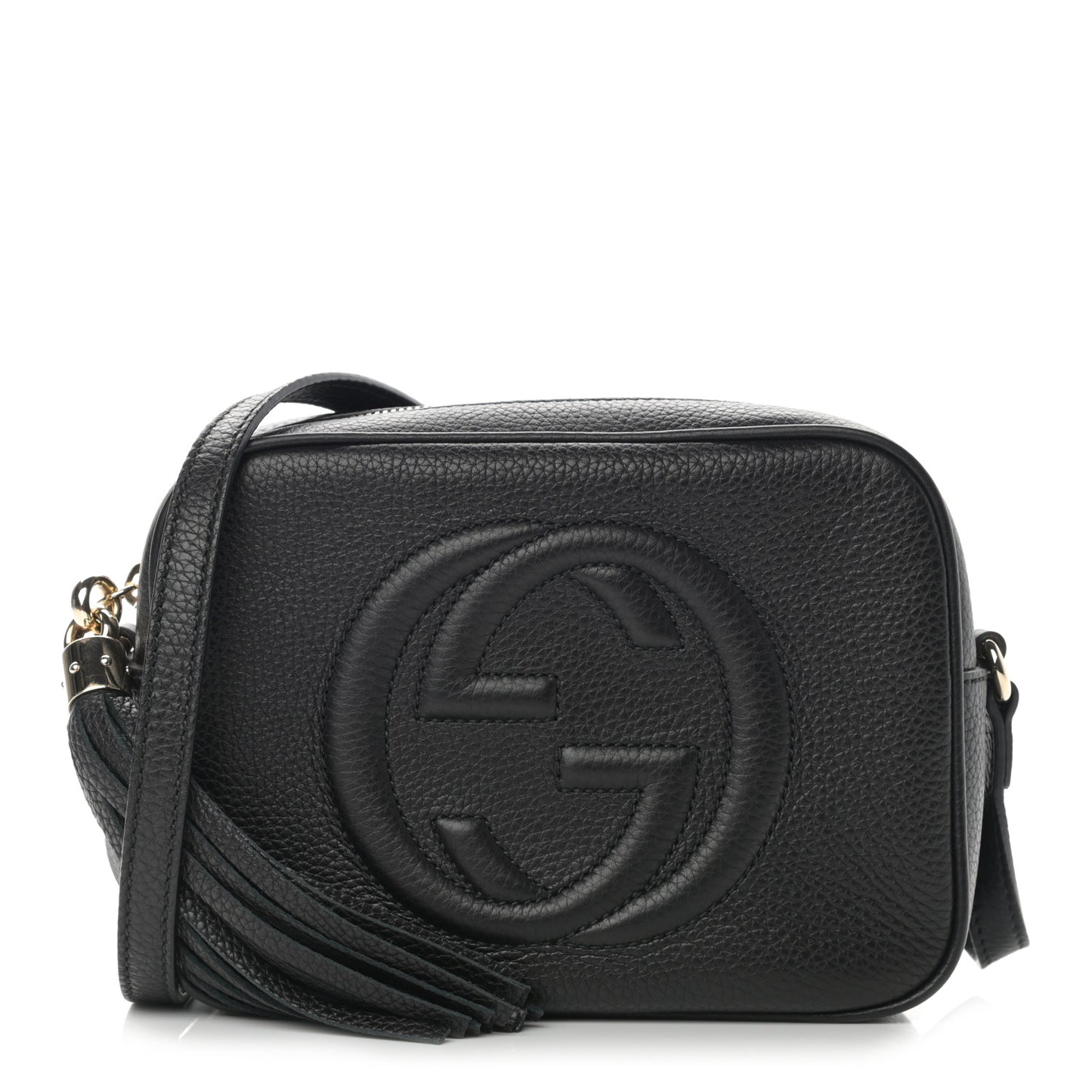 Pebbled Calfskin Small Soho Disco Bag Black