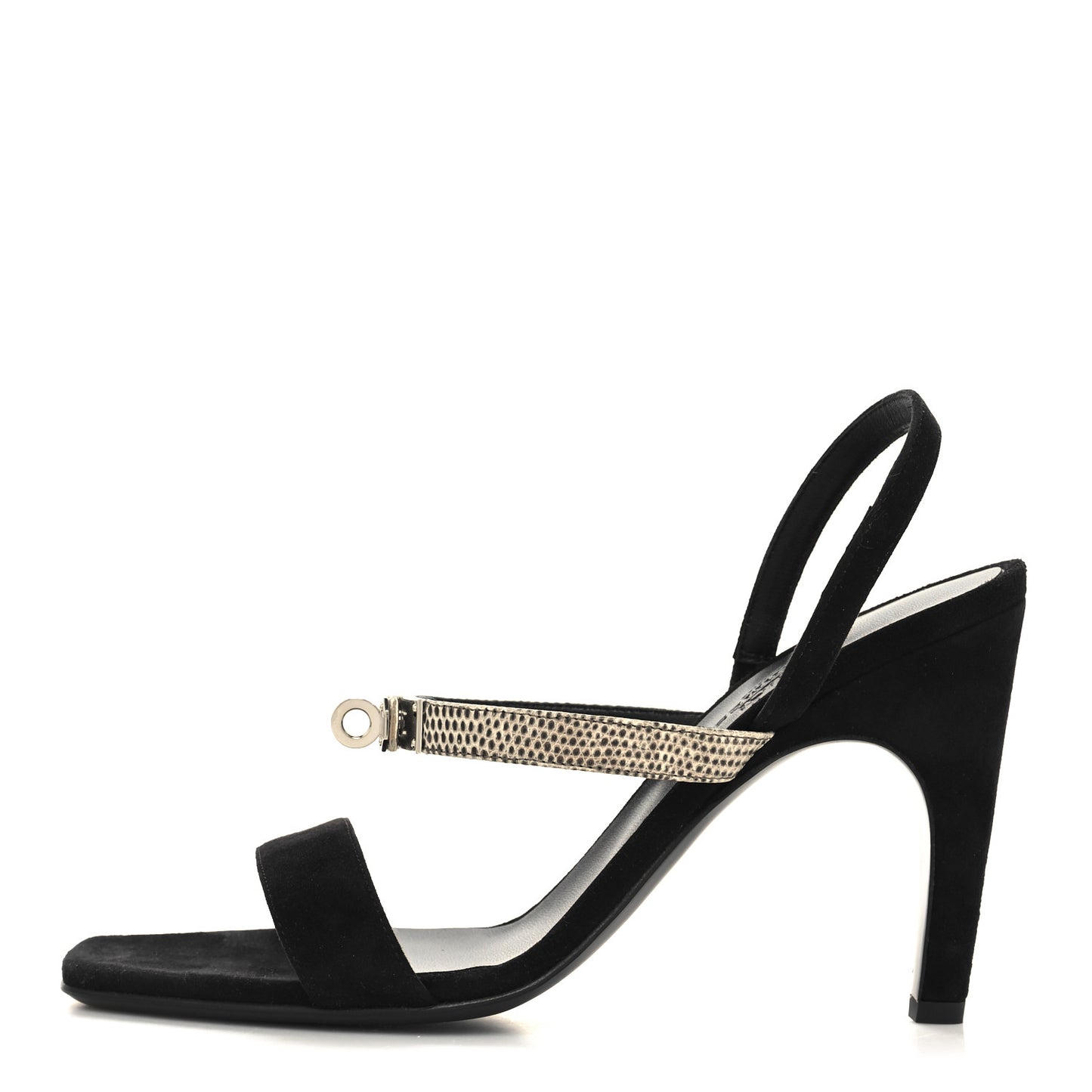 Suede Goatskin Lizard Glamour 95 Sandals 38.5 Black Ombre