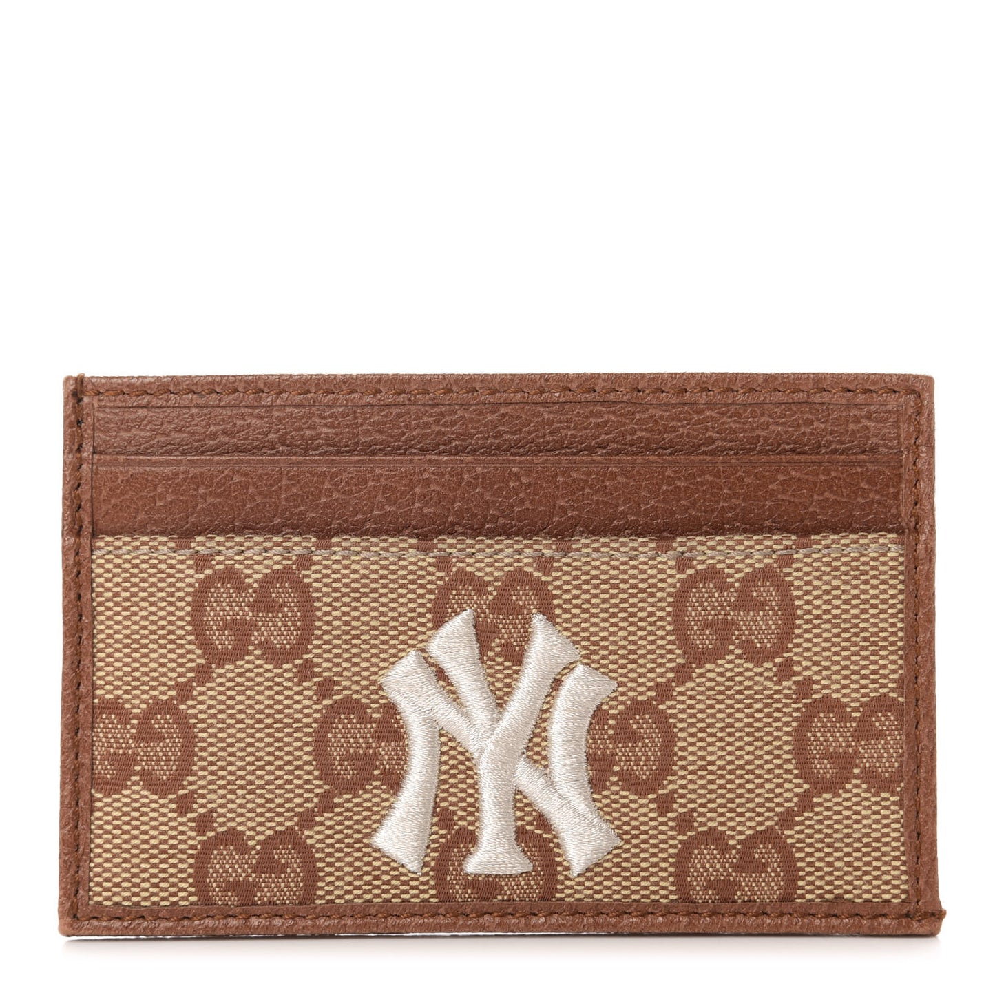 X MLB GG Monogram NY Yankees Card Holder Beige Ruggine Ivory