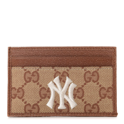Gucci X MLB GG Monogram NY Yankees Card Holder Beige Ruggine Ivory 1 of 8