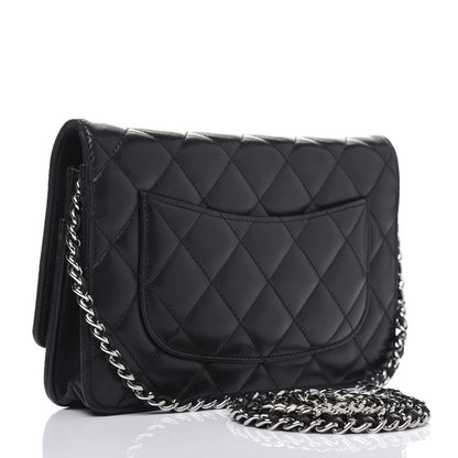 Chanel Lambskin Quilted Wallet On Chain WOC Black 3 of 19