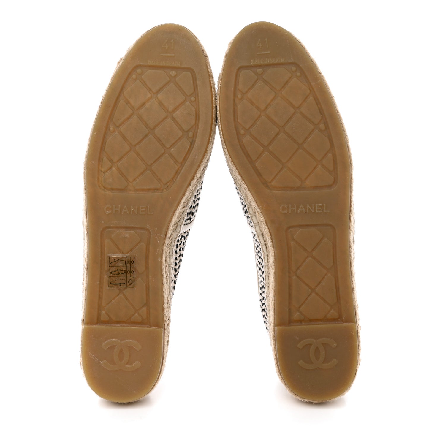 Mesh Grosgrain CC Espadrilles 41 Beige Black