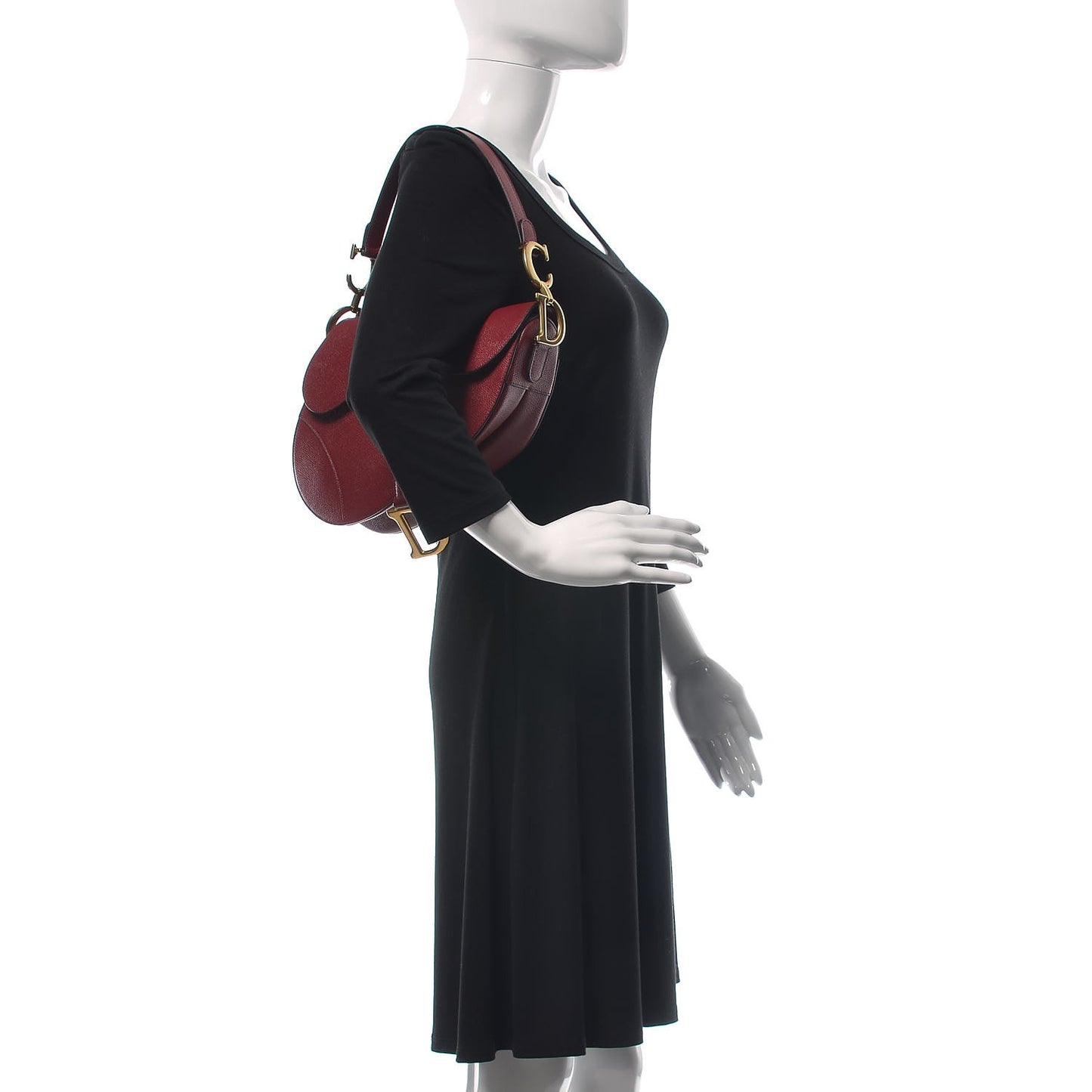 Grained Calfskin Saddle Bag Burgundy