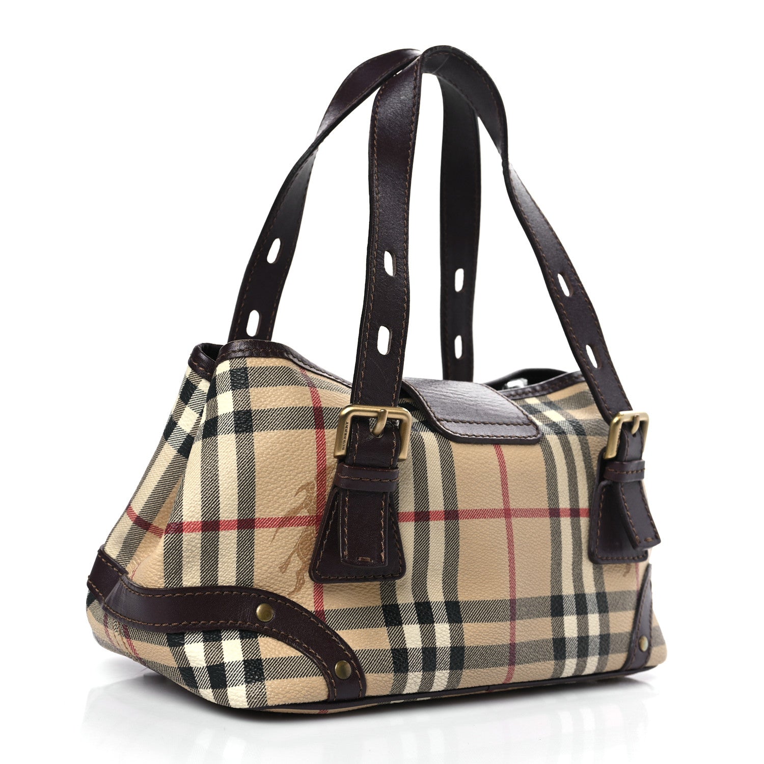 Burberry Haymarket Check Buckle Satchel Chocolate 3 of 8