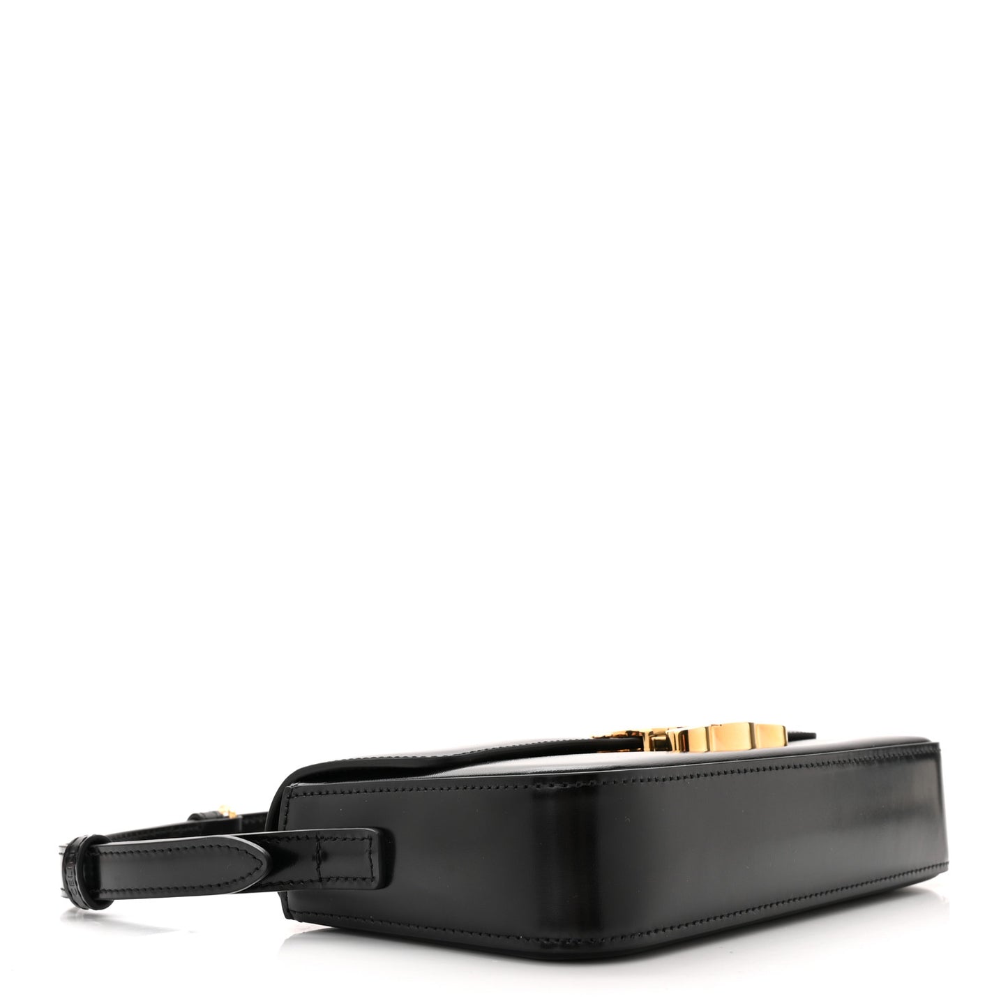 Shiny Calfskin Triomphe Shoulder Bag Black