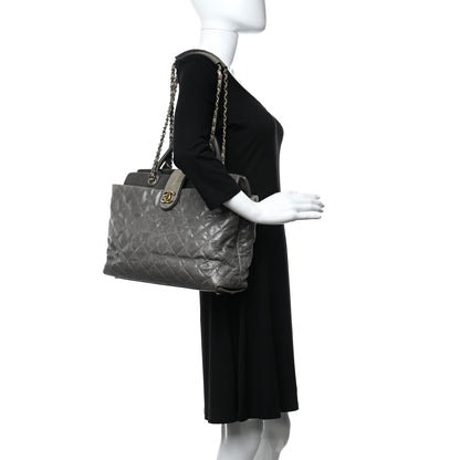 Chanel Glazed Calfskin Stingray Large Bindi CC Tote Grey 2 of 11