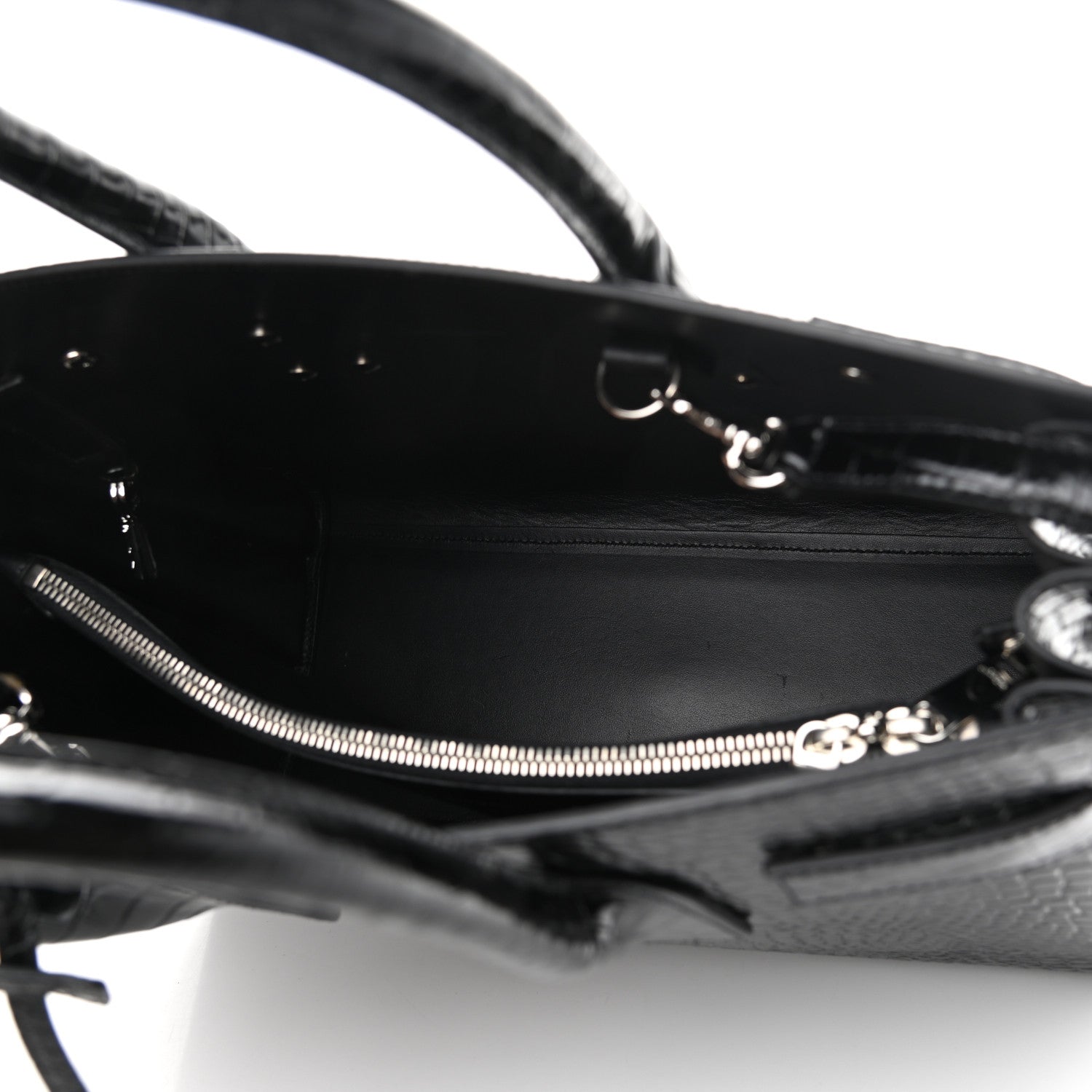 Saint Laurent Calfskin Crocodile Embossed Small Sac de Jour Black 5 of 10