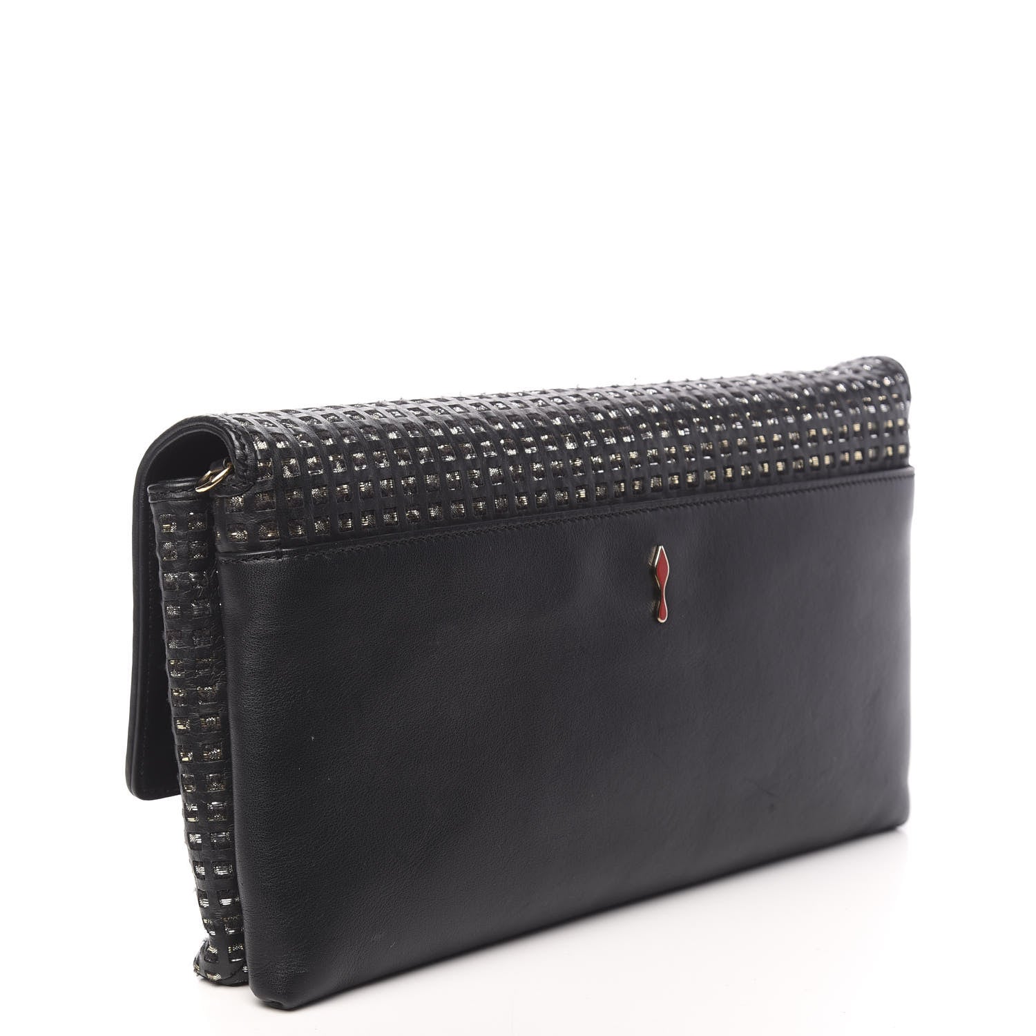 Christian Louboutin Optic Woven Calfskin Rougissime Clutch Black 3 of 10