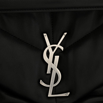 Saint Laurent Lambskin Quilted Medium Loulou Puffer Monogram Chain Satchel Black 12 of 13