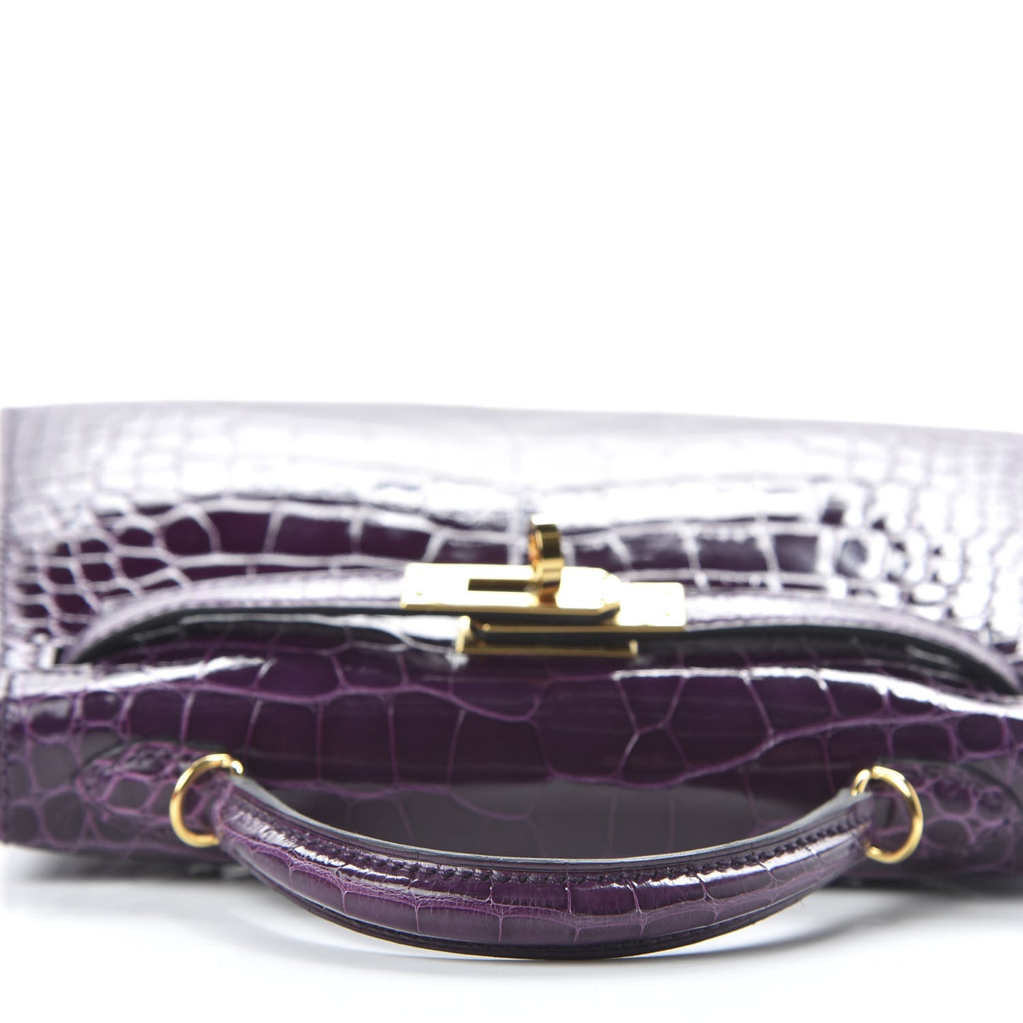 Shiny Alligator Mini Kelly Sellier 20 Cassis