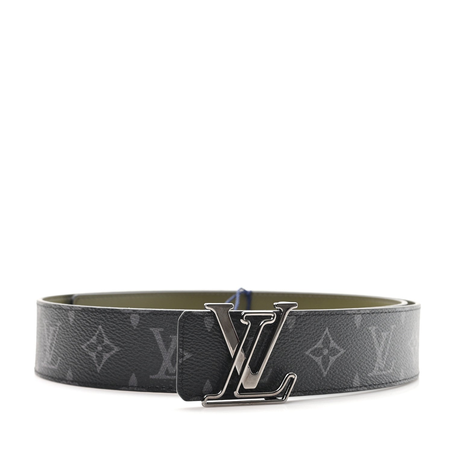 Louis Vuitton Calfskin Monogram Eclipse 40mm LV Initiales Reversible Belt 95 38 Black Green 1 of 5
