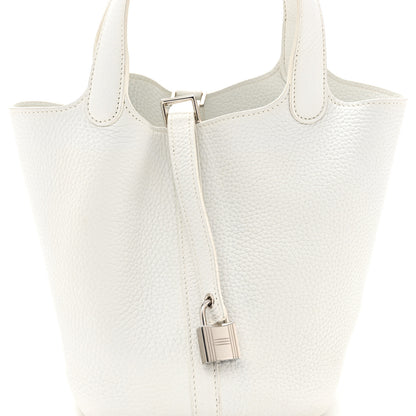 Hermes Taurillon Clemence Picotin Lock 18 PM White 8 of 10