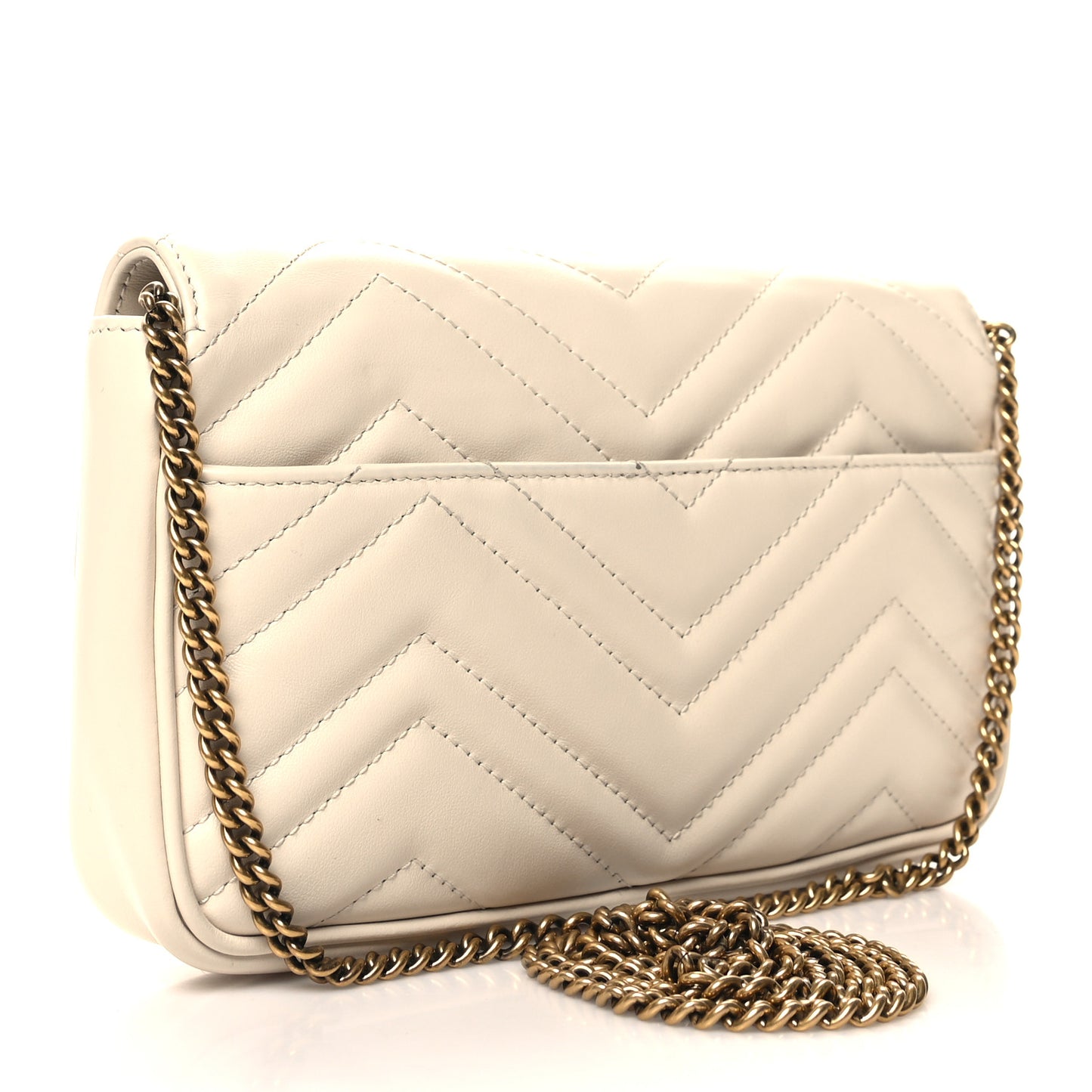 Calfskin Matelasse Mini GG Marmont Shoulder Bag With Card Holder White Black