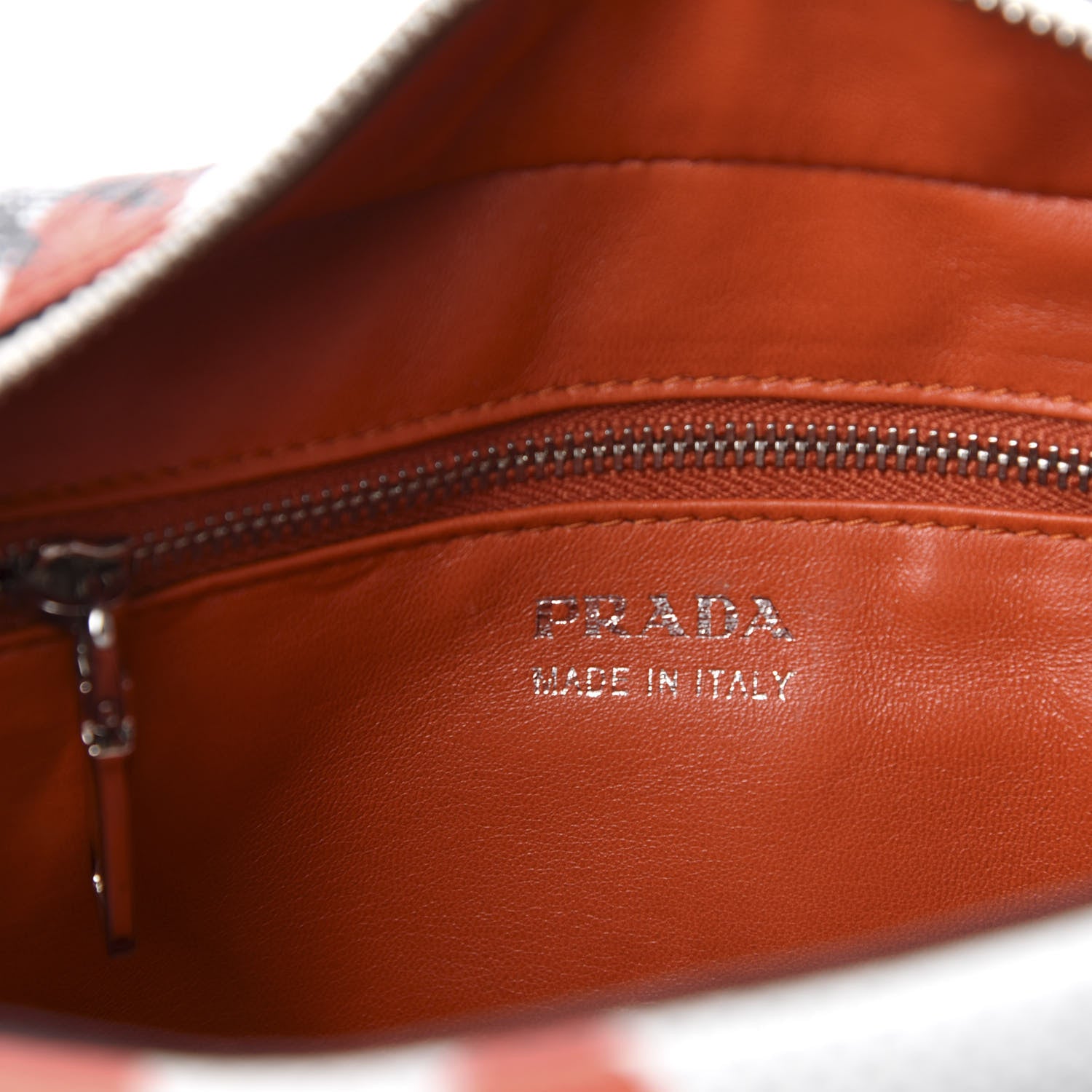 Prada Vitello Daino Eye Inside Shoulder Bag Bianco Arancio 8 of 10