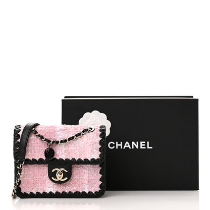 Chanel Tweed Braided Calfskin Mini My Own Frame Flap Pink Black 11 of 11