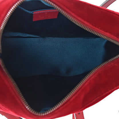 Gucci Velvet Matelasse Small GG Marmont Chain Shoulder Bag Hibiscus Red 5 of 10