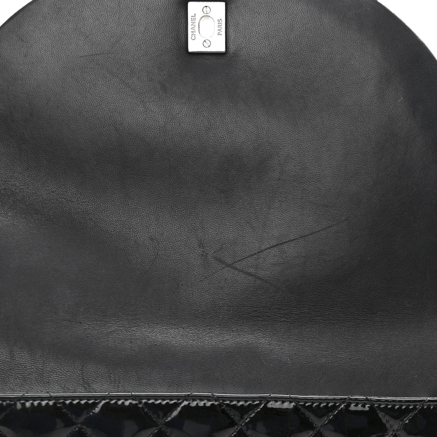Lambskin Patent Classic Twist Crescent Flap Bag Black
