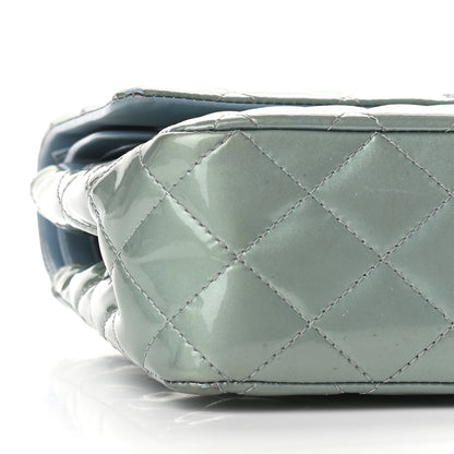 Chanel Patent Calfskin Quilted Medium Double Flap Turquoise 8 of 17