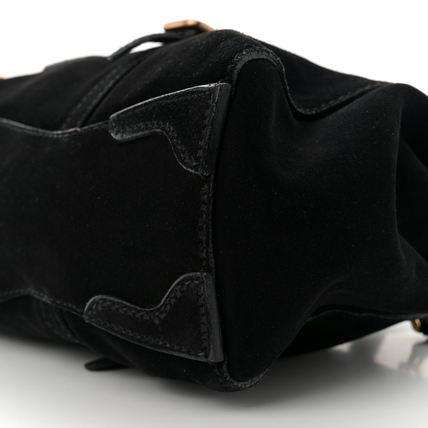 Suede Easy Foldover Pushlock Satchel Black