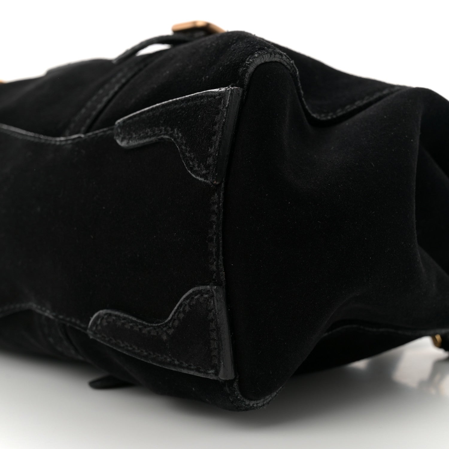 Prada Suede Easy Foldover Pushlock Satchel Black 10 of 13