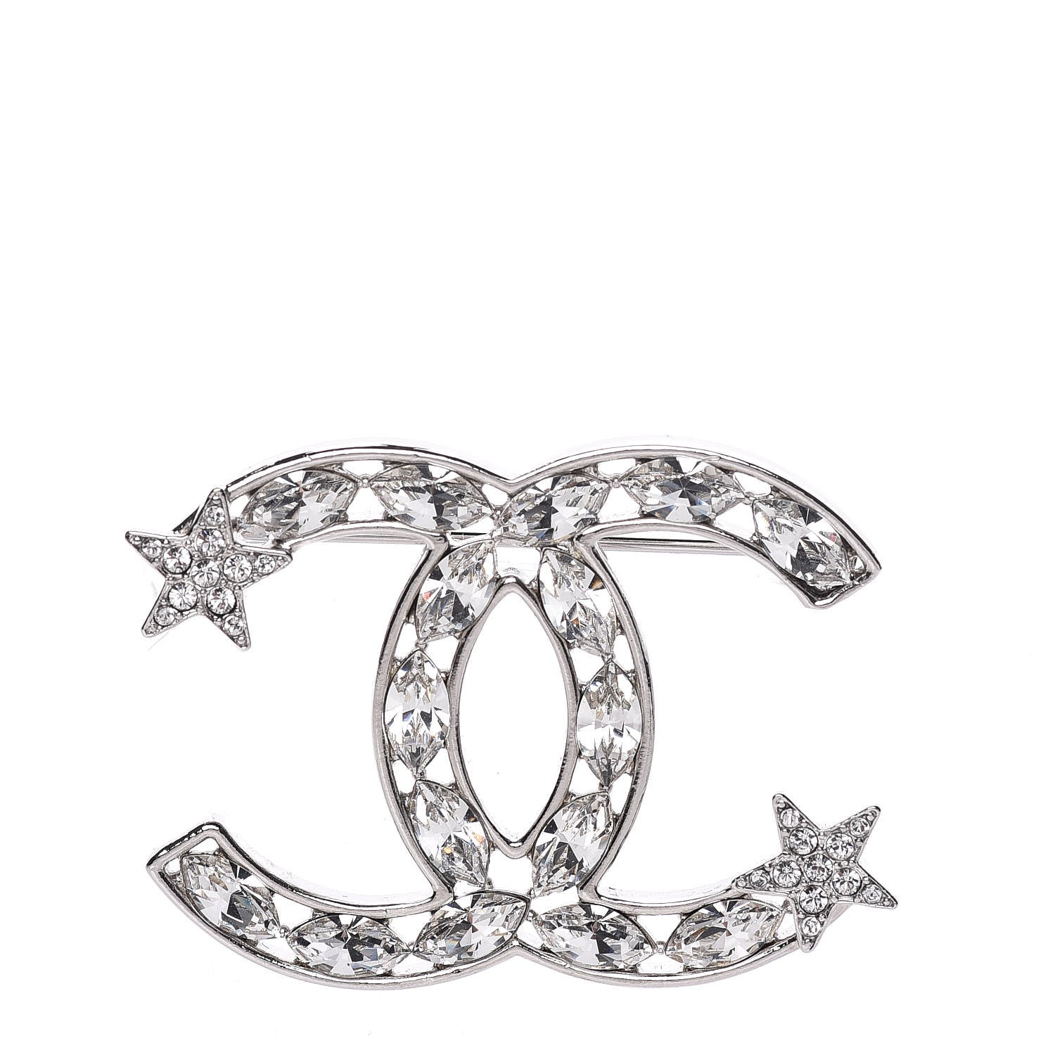 Chanel Crystal Starfall CC Brooch Silver 1 of 5
