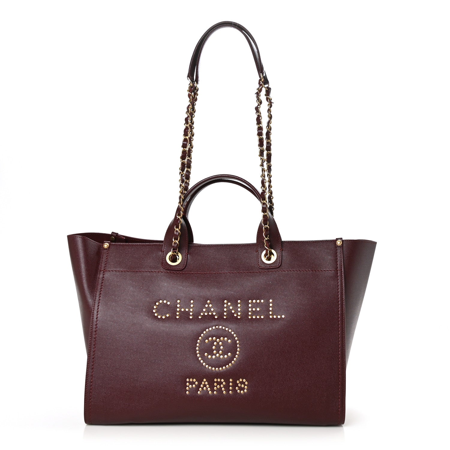 Chanel Caviar Medium Studded Deauville Tote Burgundy 1 of 8