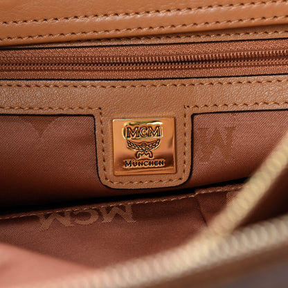 MCM Visetos Calfskin Crocodile Embossed Double Zip Tote Cognac 6 of 12