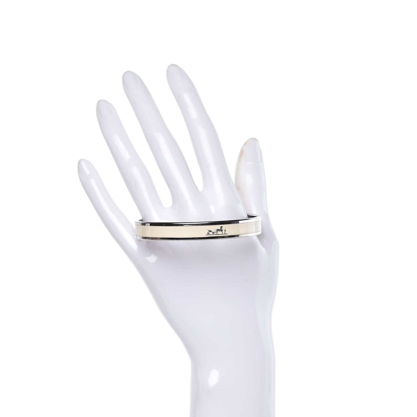 Enamel Printed Narrow Caleche Bracelet 65 White