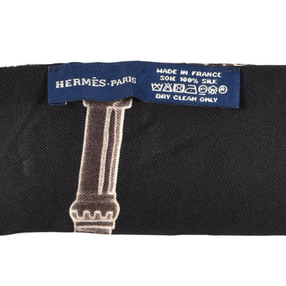 Hermes Silk Les Cles Twilly Black 3 of 3