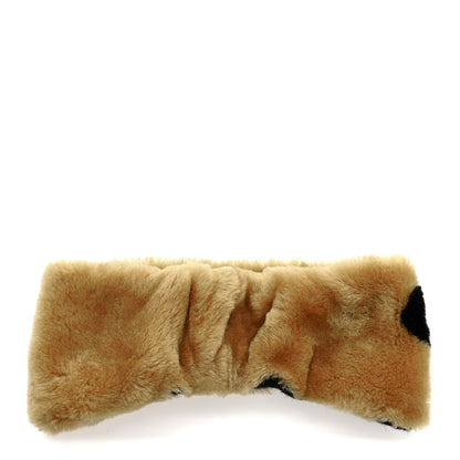 Chanel Dyed Shearling CC Headband Brown Black 3 of 4
